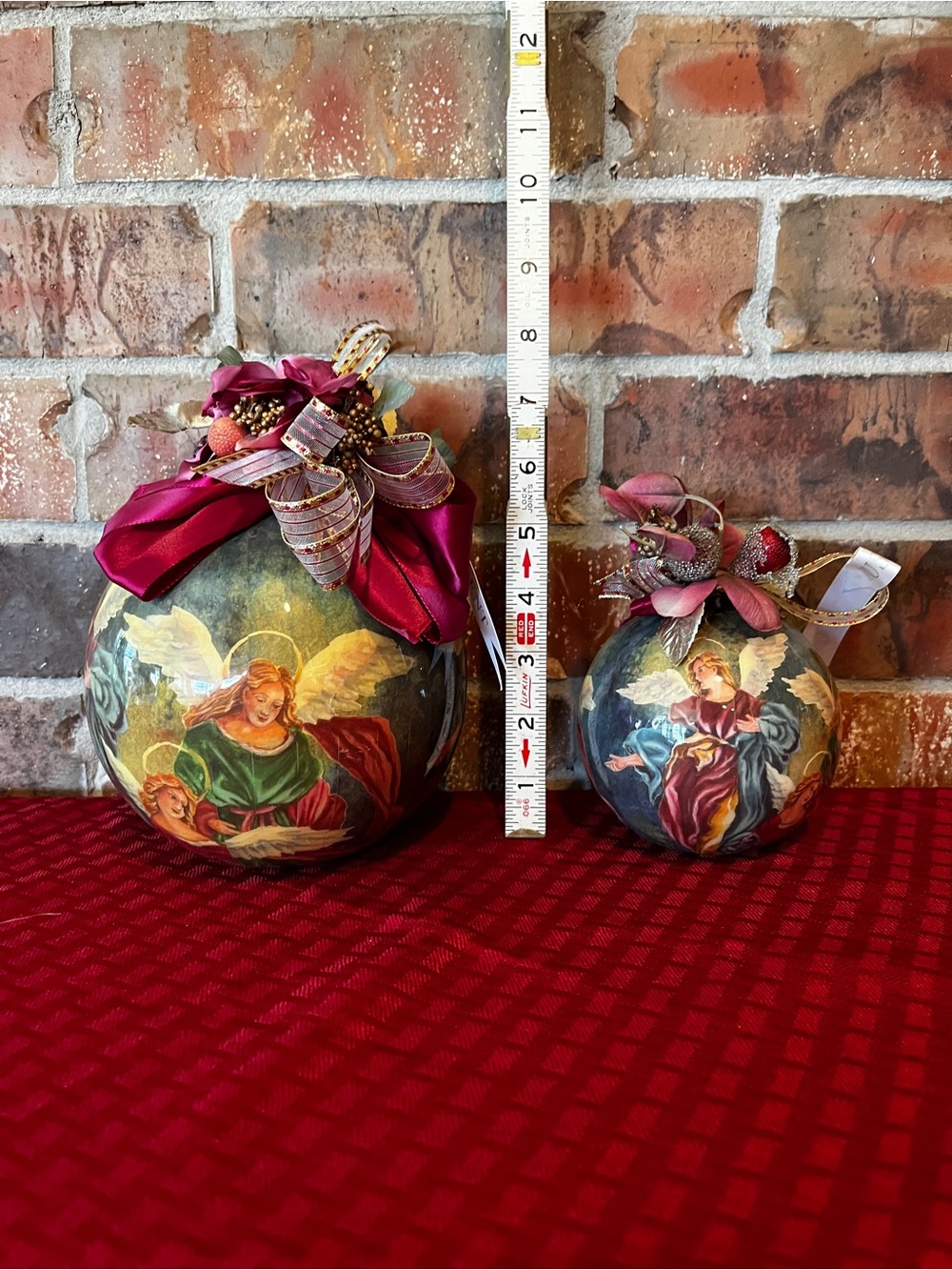 vintage decoupage Christmas Angels ornaments by Tomorrow Today Set of 2